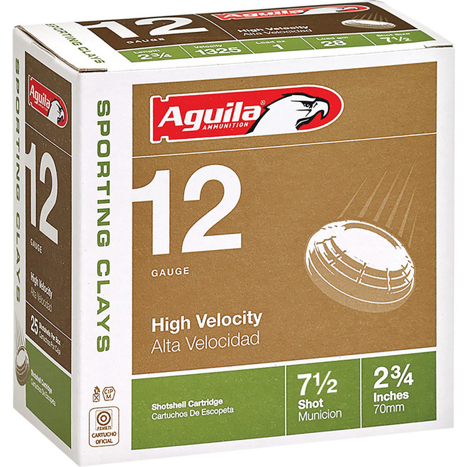Aguila High Velocity Target Shotgun Load 12 ga. 2.75 in. 1 1/8 oz. 7.5 Shot 25 rd. Aguila High Velocity Target Shotgun Load 12 ga. 2.75 in. 1 1/8 oz. 7.5 Shot 25 rd.