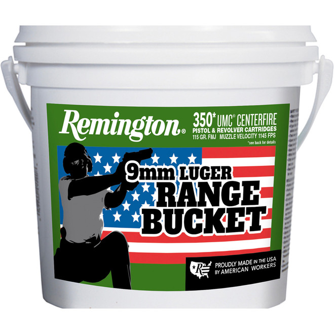 Remington Range Bucket UMC Pistol Ammo 9mm 115 gr. FMJ 350 rd. Remington Range Bucket UMC Pistol Ammo 9mm 115 gr. FMJ 350 rd.