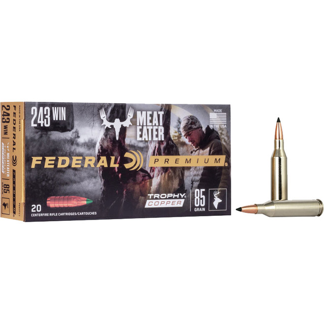 Federal Premium Rifle Ammo 243 Win. 85 gr. Trophy Copper 20 rd. Federal Premium Rifle Ammo 243 Win. 85 gr. Trophy Copper 20 rd.