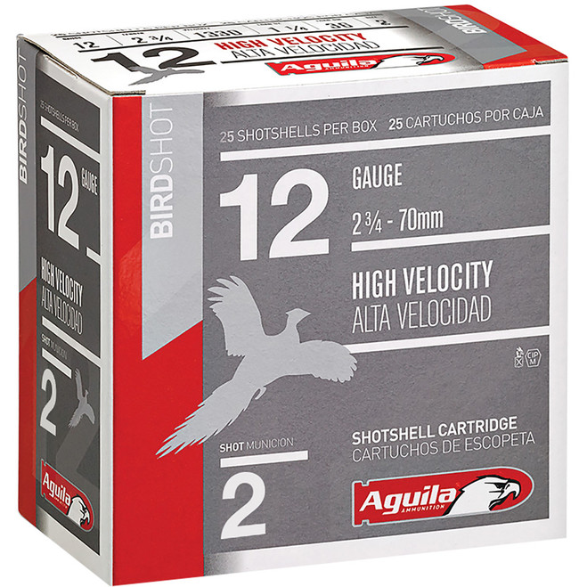 Aguila High Velocity Shotgun Game Load 12 ga. 2.75 in. 1 1/4 oz. 2 Shot 25 rd. Aguila High Velocity Shotgun Game Load 12 ga. 2.75 in. 1 1/4 oz. 2 Shot 25 rd.