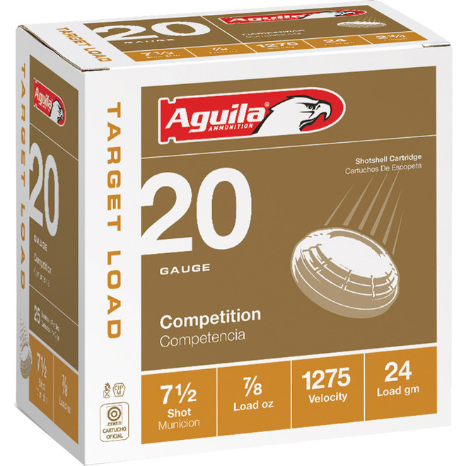 Aguila Target Shotgun Load 20 ga. 2.75 in. 7/8 oz. 7.5 Shot 25 rd. Aguila Target Shotgun Load 20 ga. 2.75 in. 7/8 oz. 7.5 Shot 25 rd.