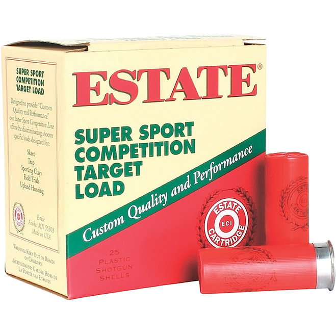 Estate Super Sport Competition Target Load 12 ga. 2.75 in. 3 Dr. 1 1/8 oz. 7.5 Shot 25 rd. Estate Super Sport Competition Target Load 12 ga. 2.75 in. 3 Dr. 1 1/8 oz. 7.5 Shot 25 rd.