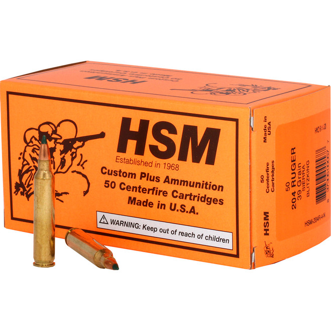 HSM Varmint Rifle Ammunition 204 Ruger BlitzKing 39 gr. 20 rd. HSM Varmint Rifle Ammunition 204 Ruger BlitzKing 39 gr. 20 rd.