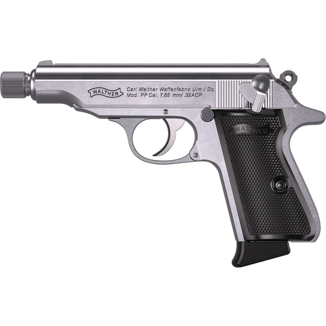 Walther PP SD Pistol 32 ACP 3.9" Stainless Threaded Barrel 8 rd.