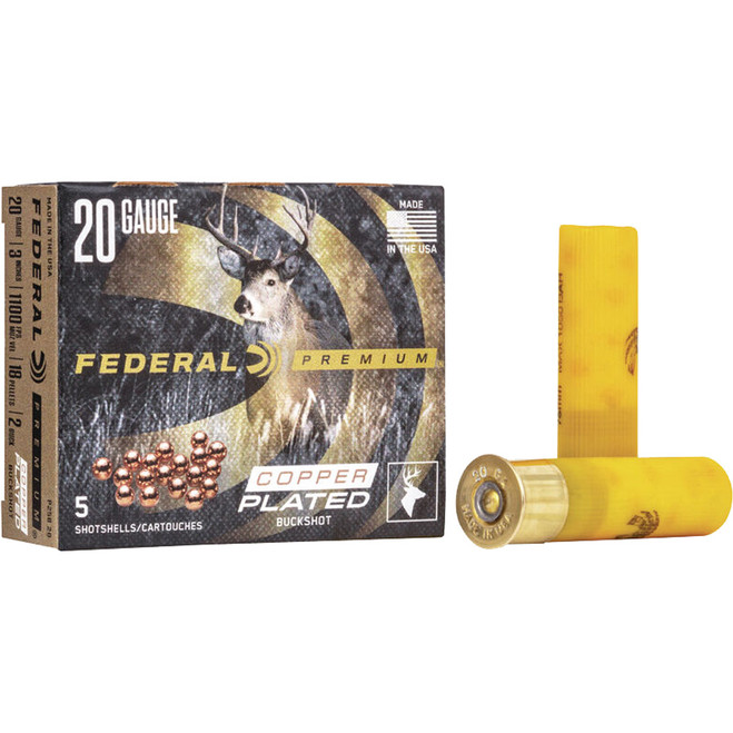 Federal Premium Vital Shok Shotgun Ammo 20 ga. 3 in. 18 Pellets 2 Buck 5 rd. Federal Premium Vital Shok Shotgun Ammo 20 ga. 3 in. 18 Pellets 2 Buck 5 rd.