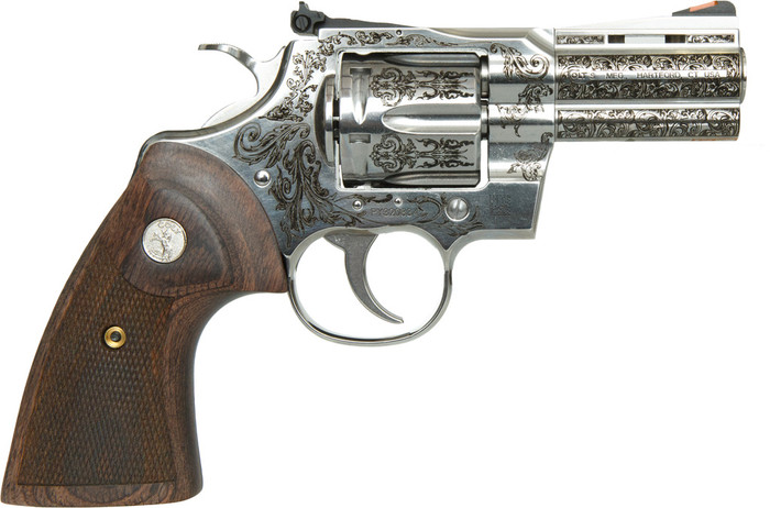 Colt Python Revolver 357 Mag 3 in Engraved Stainless 6 rd Colt Python Revolver 357 Mag 3 in Engraved Stainless 6 rd