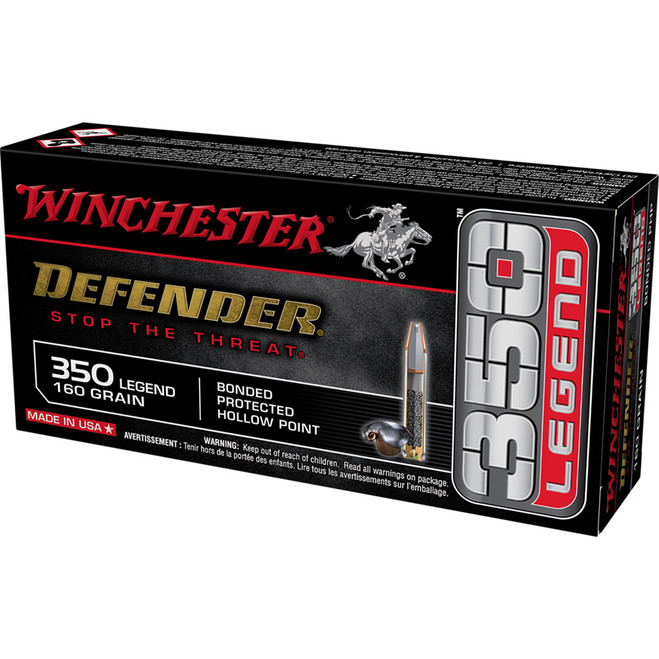 Winchester Defender Rifle Ammo 350 Legend 160 gr. Bonded PHP 20 rd. Winchester Defender Rifle Ammo 350 Legend 160 gr. Bonded PHP 20 rd.