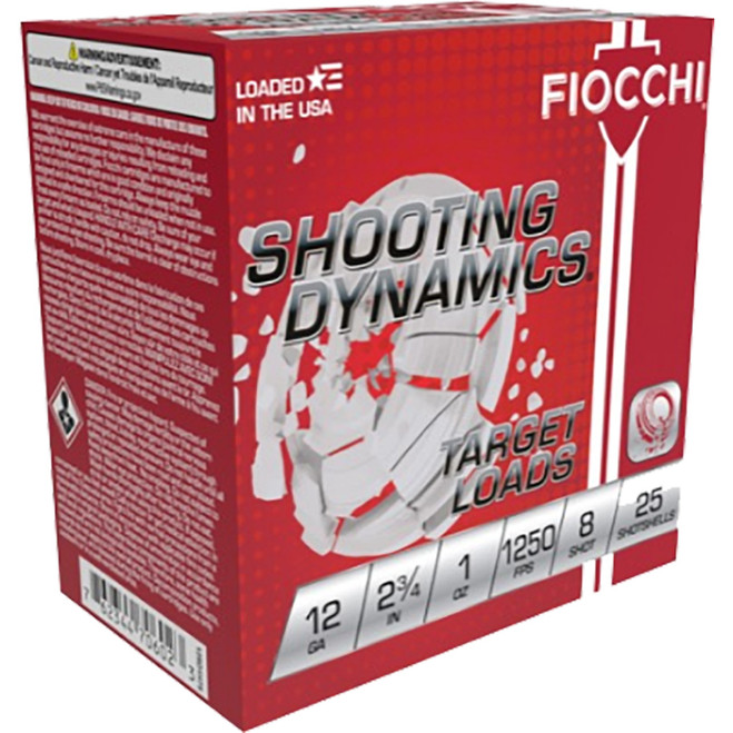 Fiocchi Shooting Dynamics Shotgun Loads 12 ga. 2.75 in. 1 oz. 1250 FPS 8 Shot 25 rd. Fiocchi Shooting Dynamics Shotgun Loads 12 ga. 2.75 in. 1 oz. 1250 FPS 8 Shot 25 rd.