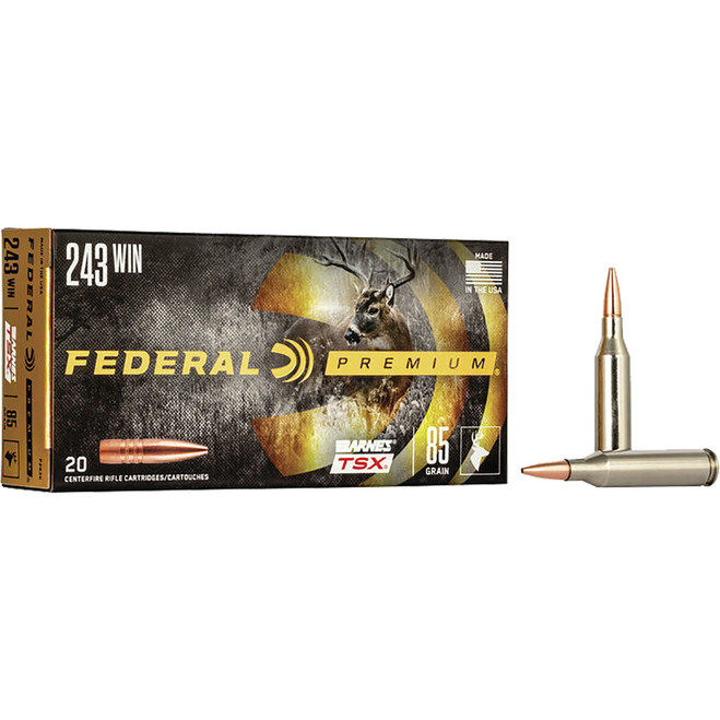 Federal Premium Rifle Ammo 243 Win. 85 gr. Barnes TSX 20 rd. Federal Premium Rifle Ammo 243 Win. 85 gr. Barnes TSX 20 rd.