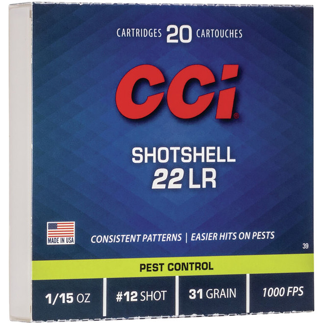 CCI Pest Control Shotshell Rimfire Ammo 22 LR 31 gr. #12 Shot 20 rd. CCI Pest Control Shotshell Rimfire Ammo 22 LR 31 gr. #12 Shot 20 rd.