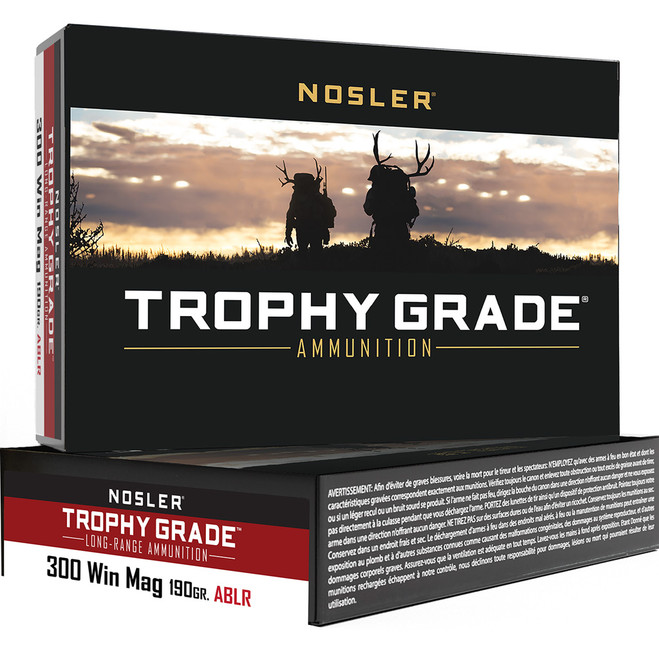 Nosler Trophy Grade Long Range Rifle Ammunition 300 Win. Mag. 190 gr. ABLR SP 20 rd. Nosler Trophy Grade Long Range Rifle Ammunition 300 Win. Mag. 190 gr. ABLR SP 20 rd.