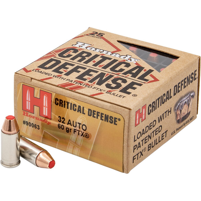 Hornady Critical Defense Handgun Ammo 32 ACP 60 gr. FTX 25 rd. Hornady Critical Defense Handgun Ammo 32 ACP 60 gr. FTX 25 rd.