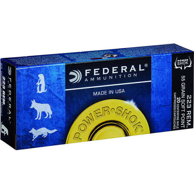 Federal Power-Shok Rifle Ammo 223 Rem 55 gr. Jacketed Soft Point 20 rd. Federal Power-Shok Rifle Ammo 223 Rem 55 gr. Jacketed Soft Point 20 rd.