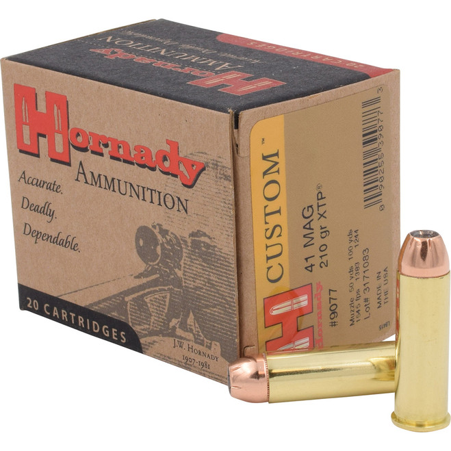 Hornady Custom Pistol Ammo 41 Rem Mag 210 gr. XTP Jacket Hollow Point 20 rd. Hornady Custom Pistol Ammo 41 Rem Mag 210 gr. XTP Jacket Hollow Point 20 rd.