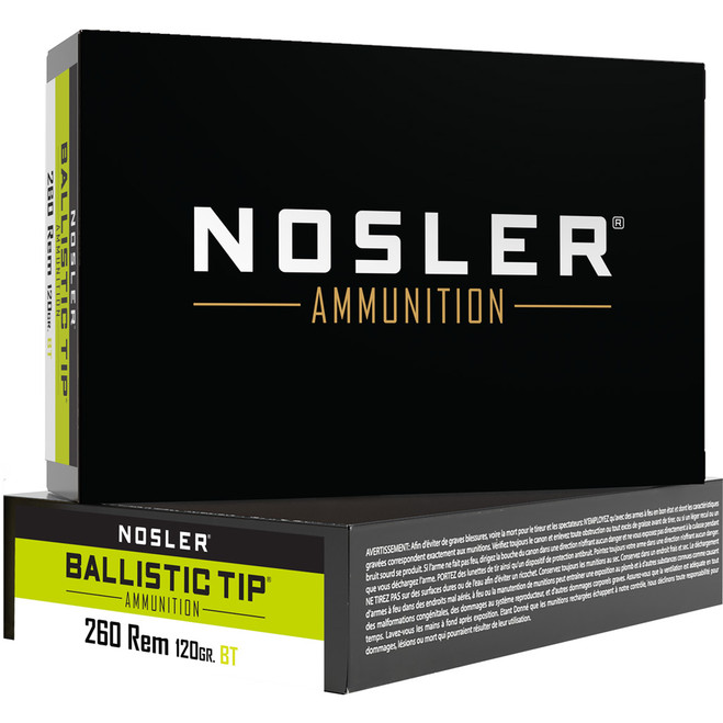 Nosler Ballistic Tip Rifle Ammunition 260 Rem. 120 gr. BT SP 20 rd. Nosler Ballistic Tip Rifle Ammunition 260 Rem. 120 gr. BT SP 20 rd.