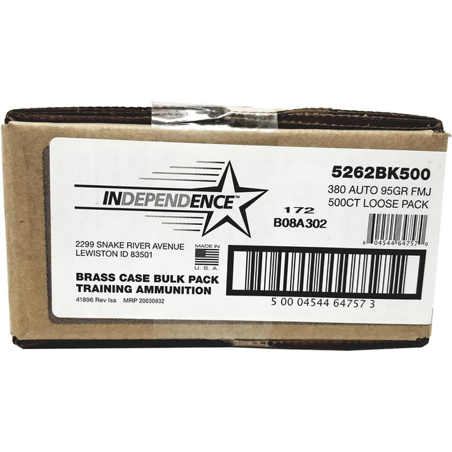 CCI Independence Bulk Pistol Ammo 380 ACP 95 gr. FMJ 500 rd. Loose Pack