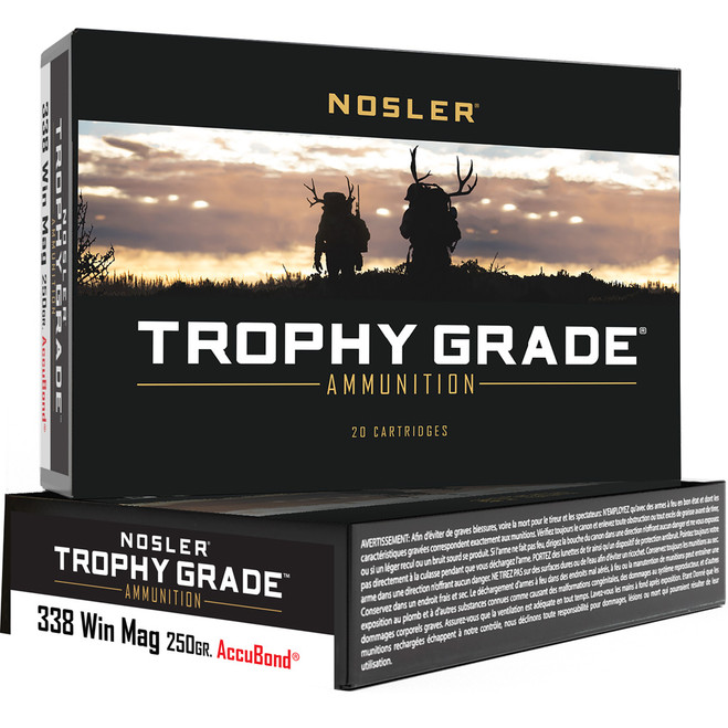 Nosler Trophy Grade Rifle Ammunition 338 Win. Mag. 250 gr. AB SP 20 rd. Nosler Trophy Grade Rifle Ammunition 338 Win. Mag. 250 gr. AB SP 20 rd.
