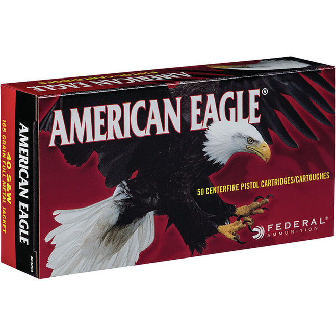 Federal American Eagle Pistol Ammo 40 S&W 165 gr. FMJ 50 rd. Federal American Eagle Pistol Ammo 40 S&W 165 gr. FMJ 50 rd.