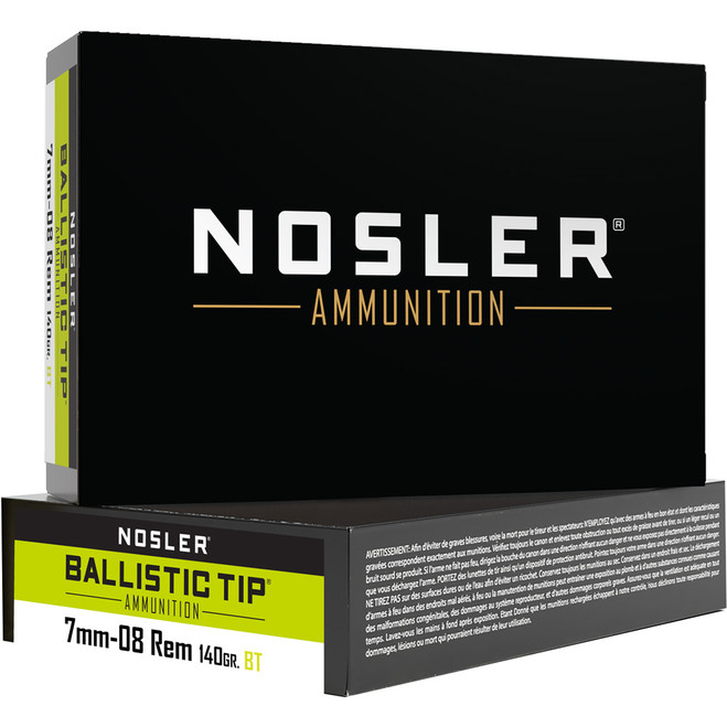 Nosler Ballistic Tip Rifle Ammunition 7mm-08 Rem. 140 gr. BT SP 20 rd. Nosler Ballistic Tip Rifle Ammunition 7mm-08 Rem. 140 gr. BT SP 20 rd.