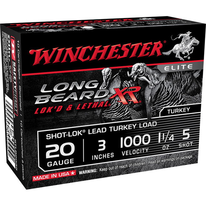 Winchester Long Beard XR Shot-Lok Load 20 ga. 3 in. 1 1/4 oz. 5 Shot 10 rd. Winchester Long Beard XR Shot-Lok Load 20 ga. 3 in. 1 1/4 oz. 5 Shot 10 rd.