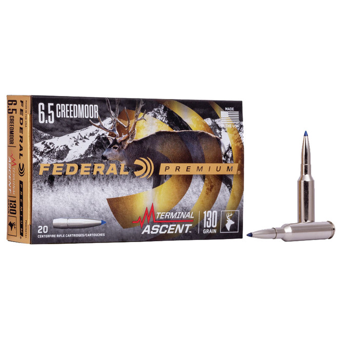 Federal Premium Rifle Ammo 6.5 Creedmoor 130 gr. Terminal Ascent 20 rd. Federal Premium Rifle Ammo 6.5 Creedmoor 130 gr. Terminal Ascent 20 rd.