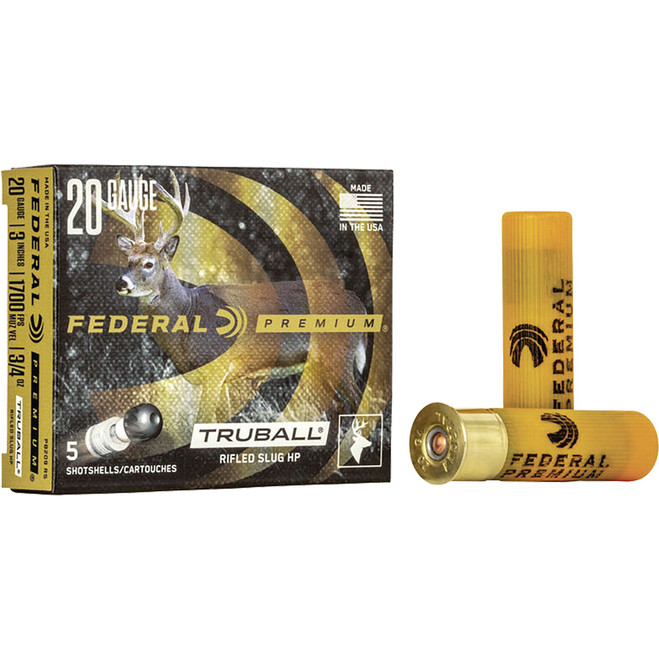 Federal Premium Vital-Shok Shotgun Ammo 20 ga. 3 in. 3/4 oz. Truball HP Slug 5 rd. Federal Premium Vital-Shok Shotgun Ammo 20 ga. 3 in. 3/4 oz. Truball HP Slug 5 rd.