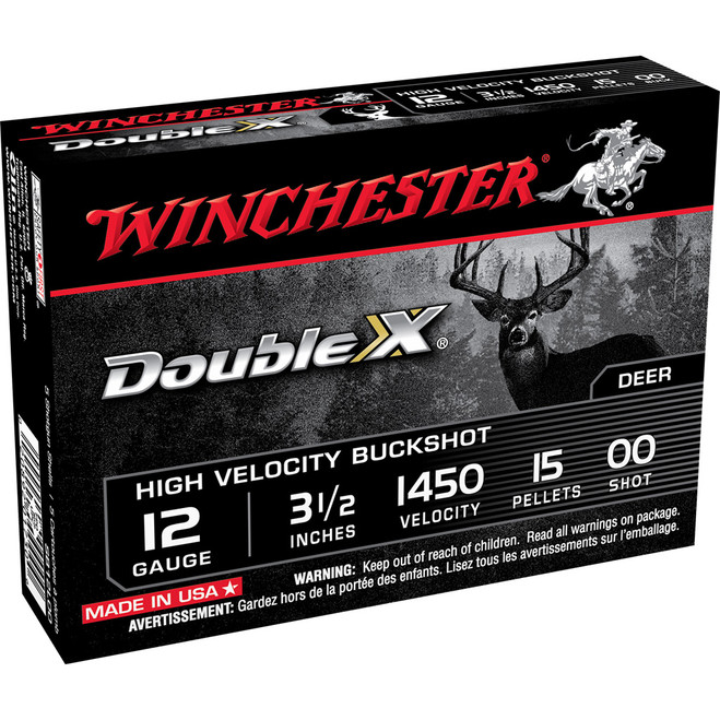 Winchester Double X Buckshot 12 ga. 3.5 in. 15 Pellets 00 5 rd. Winchester Double X Buckshot 12 ga. 3.5 in. 15 Pellets 00 5 rd.