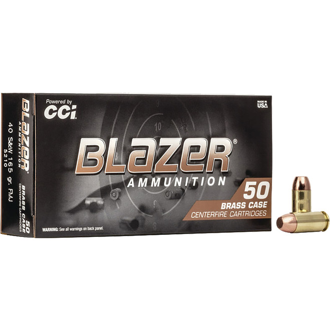 CCI Blazer Brass Pistol Ammo 40 S&W 165 gr. FMJ Flat Nose 50 rd. CCI Blazer Brass Pistol Ammo 40 S&W 165 gr. FMJ Flat Nose 50 rd.