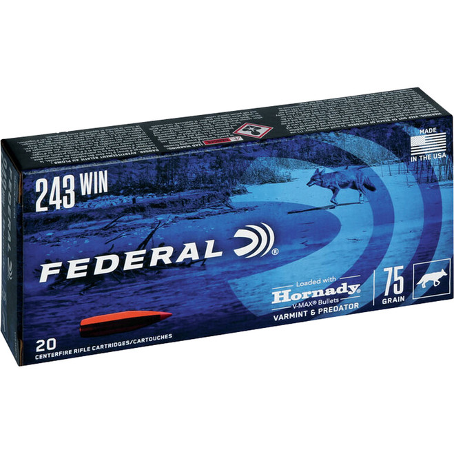 Federal Varmint & Predator Ammo 243 Win. 75 gr. V-Max 20 rd. Federal Varmint & Predator Ammo 243 Win. 75 gr. V-Max 20 rd.