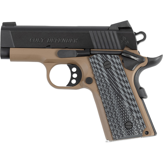 Colt 1911 Defender Pistol 45 ACP 3" FDE / Blued 7 rd. Colt 1911 Defender Pistol 45 ACP 3" FDE / Blued 7 rd.