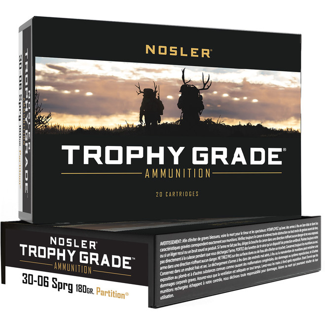 Nosler Trophy Grade Rifle Ammunition 30-06 SPRG 180 gr. PT SP 20 rd. Nosler Trophy Grade Rifle Ammunition 30-06 SPRG 180 gr. PT SP 20 rd.
