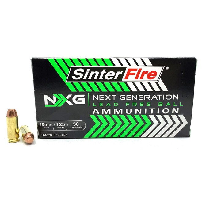 Sinterfire NXG Lead Free Ball Pistol Ammo 10mm 125 gr. Lead-Free Ball 50 rd. Sinterfire NXG Lead Free Ball Pistol Ammo 10mm 125 gr. Lead-Free Ball 50 rd.