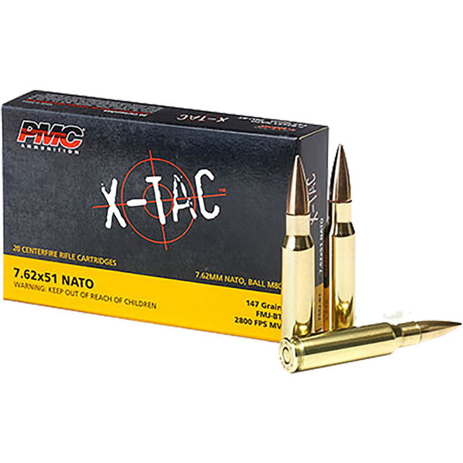 PMC X-Tac Rifle Ammo 7.62x51mm FMJBT 147 gr. 20 rd. - Freedom Armory