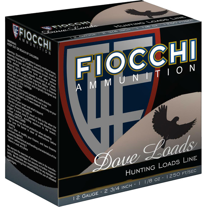 Fiocchi Dove & Target Loads 12 ga. 2.75 in. 1 1/8 oz. 7.5 Shot 25 rd. Fiocchi Dove & Target Loads 12 ga. 2.75 in. 1 1/8 oz. 7.5 Shot 25 rd.