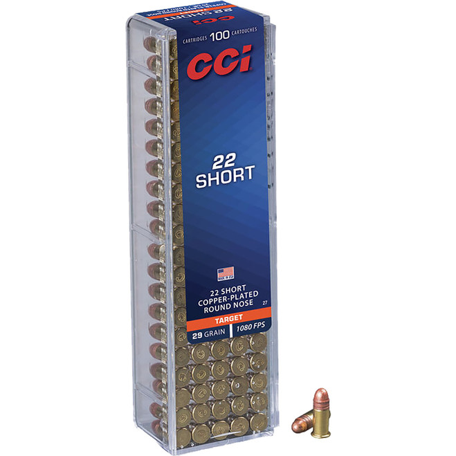 CCI Target & Plinking Rimfire Ammo 22 Short 29 gr. Copper-Plated Round Nose 100 rd.