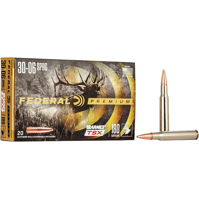 Federal Premium Rifle Ammo 30-06 Sprg. 180 gr. Barnes TSX 20 rd. Federal Premium Rifle Ammo 30-06 Sprg. 180 gr. Barnes TSX 20 rd.