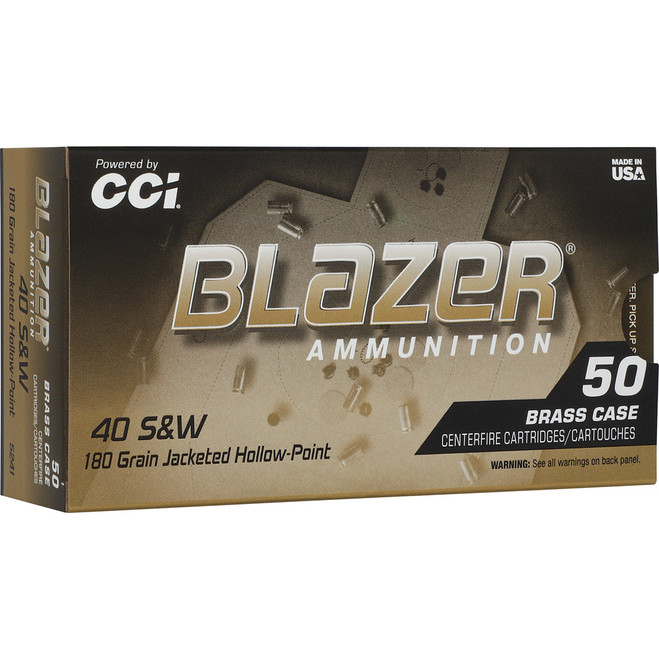 CCI Blazer Brass HP Pistol Ammo 40 S&W 180 gr. JHP 50 rd. CCI Blazer Brass HP Pistol Ammo 40 S&W 180 gr. JHP 50 rd.