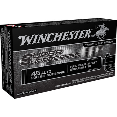 Winchester Super Suppressed Pistol Ammo 45 ACP 230 gr. FMJ 50 rd