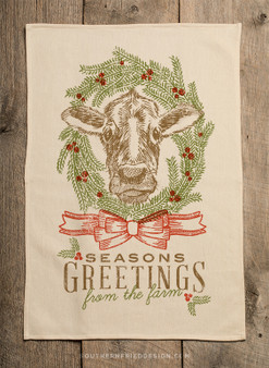 Cow - Seasons Greeting From The Farm Kitchen Towel