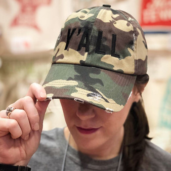 Y'all - Black Stitch Camo Hat