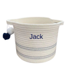 Blue Stripe Cotton Rope Basket - Personalized