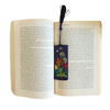 Embroidered Linen Bookmark - Navy Floral