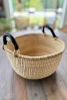 Elevated African Woven Basket with Two Handles