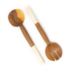 Olive Wood Salad Servers With White Handles