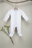 Organic Footed Pajamas - Blue Stitch - Nb-3m