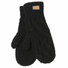 Fleece Lined Wool Mittens - Black