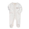 Monogrammed Organic Baby Footie - Embroidered Initials Brown
