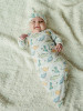 Organic Knotted Gown and Beanie Set - Dino