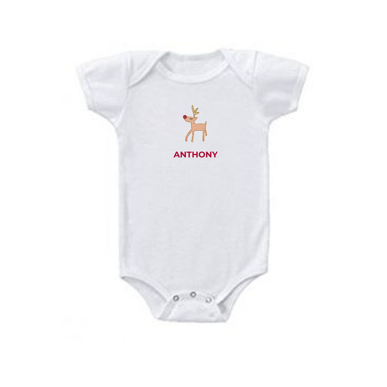 Embroidered Organic Baby Onesie - Rudolph Embroidered Organic Baby Onesie - Rudolph