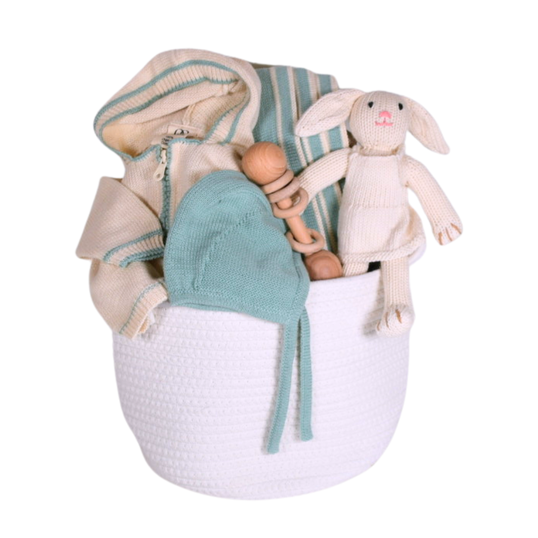 Baby Gift Basket - Soft Start - With Chrysanthemum Bunny